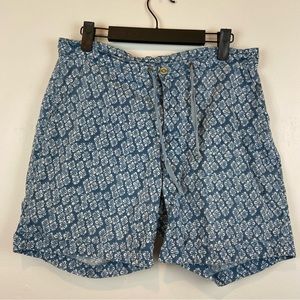 Flyshacker Flower Blue White Cotton/Spandex Shorts Women’s Size 8 Drawstring